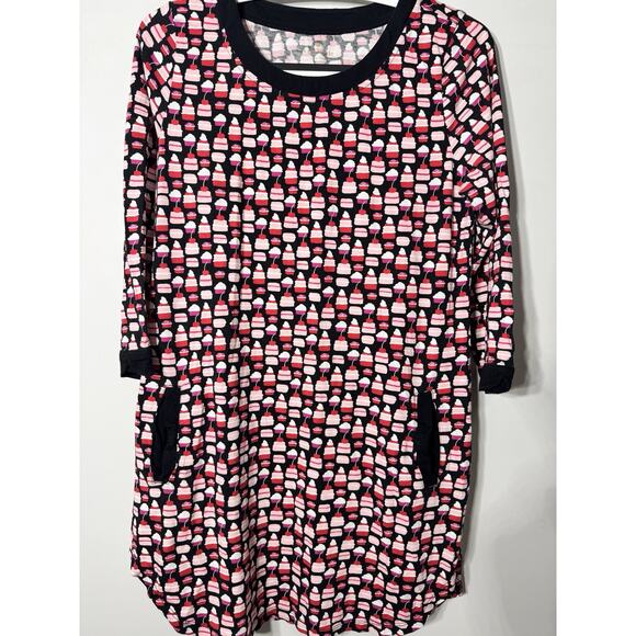 Kate Spade New York Cupcake Print 3/4 Sleeve Pockets Blend Sleepshirt Med - Picture 1 of 4